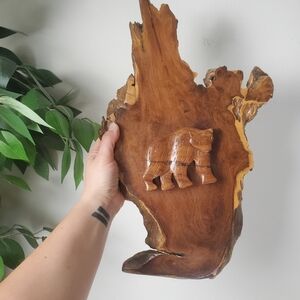 Real Handcrafted Wooden Bear Wall Art Beautiful Crafted Art Cabin From Indonesia